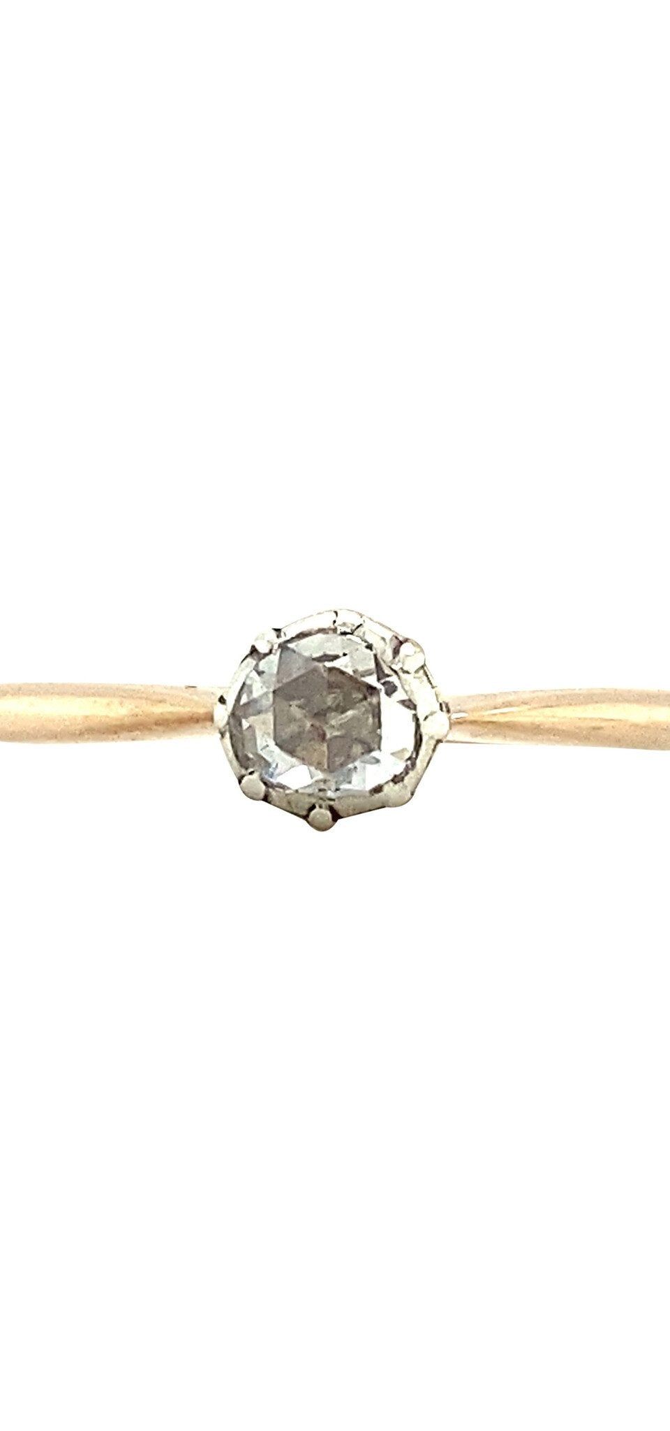 Vintage 14K Gold Solitaire Ring with Rose Cut Diamond